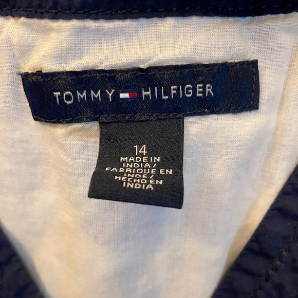 TOMMY Hilfiger dress sleeveless polka dot blue faux wrap V neck elastic waist - Picture 16 of 16